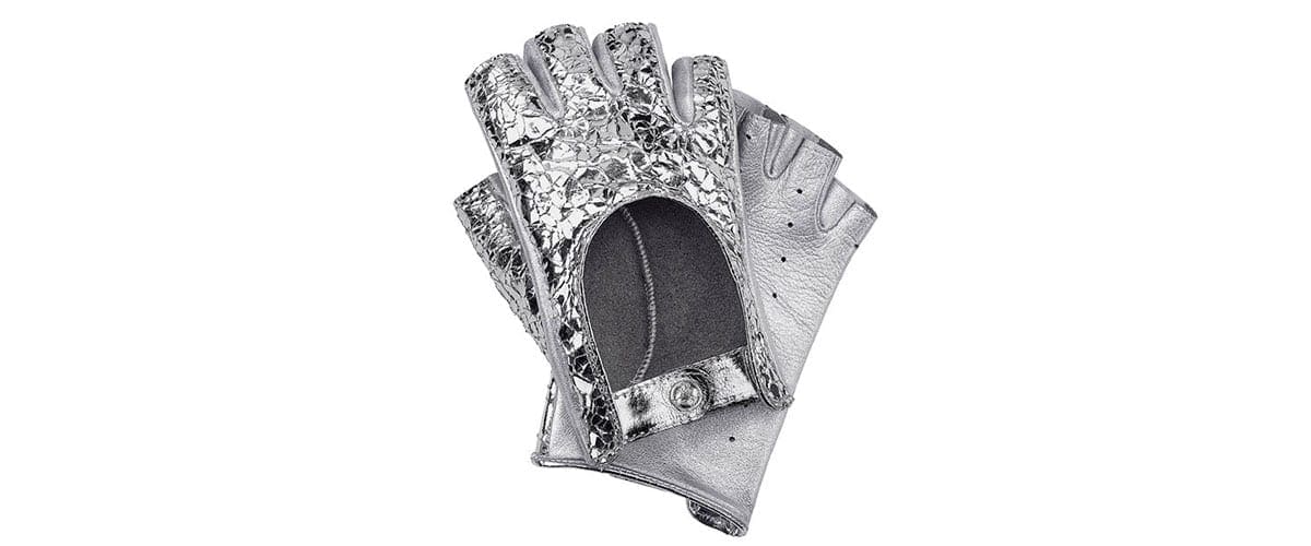 Chanel Ground Control Fingerless Gloves Perforated Metallic Lambskin  Metallic 1044911